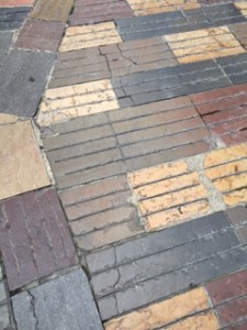 The streets are paved this way, very different from the cobblestones we have seen.